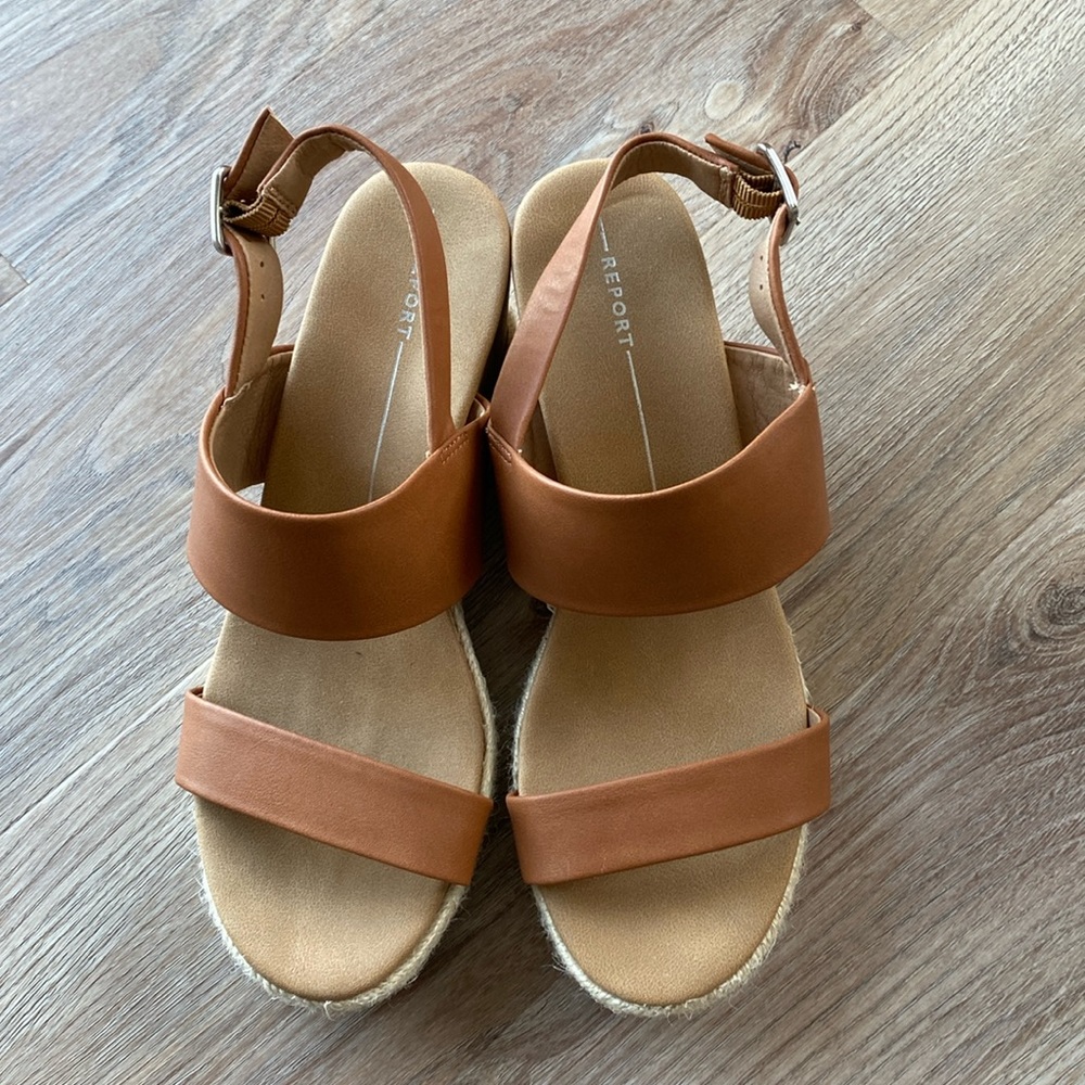 REPORT FOOTWEAR Elmer Sport Bottom Wedge Sandal in Cognac Brown Tan - Picture 4 of 11